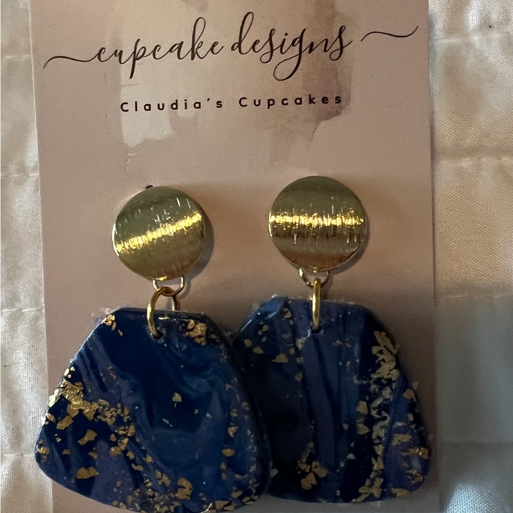 Hand Crafted Blue and Gold Earrings